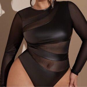 Black Sheer Long Sleeve Bodysuit